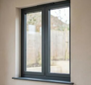 Profilé fin de châssis aluminium Schüco pour baie vitrée minimaliste